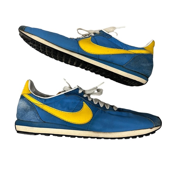 RARE! MENS Vintage Nike Waffle Trainer 1981 Blue &Yel Athletic Running Sneaker 9 - Picture 3 of 15